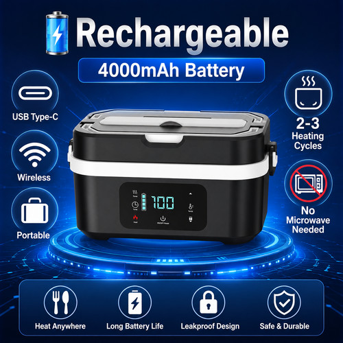 Rechargeable heated lunch box - rechargeable,